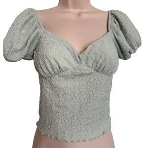 Lush Sage Floral Size Small Cropped NWT Cap Puff Short Sleeve $25